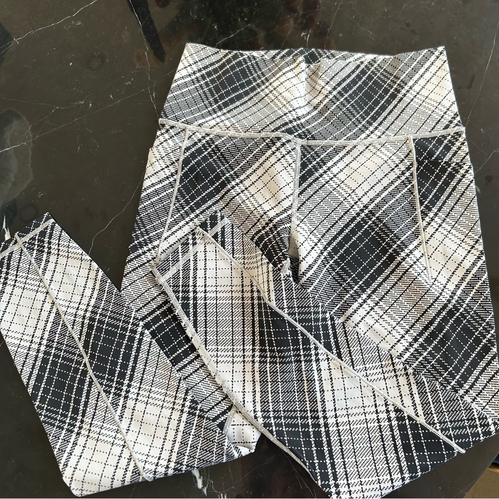 Athleta Black and White Plaid Leggings
